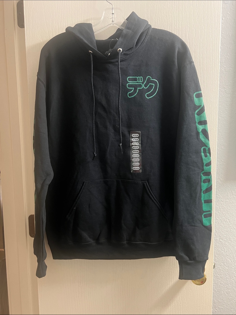 Men's Black Hoodie with Teal Graphic - Pullover Streetwear